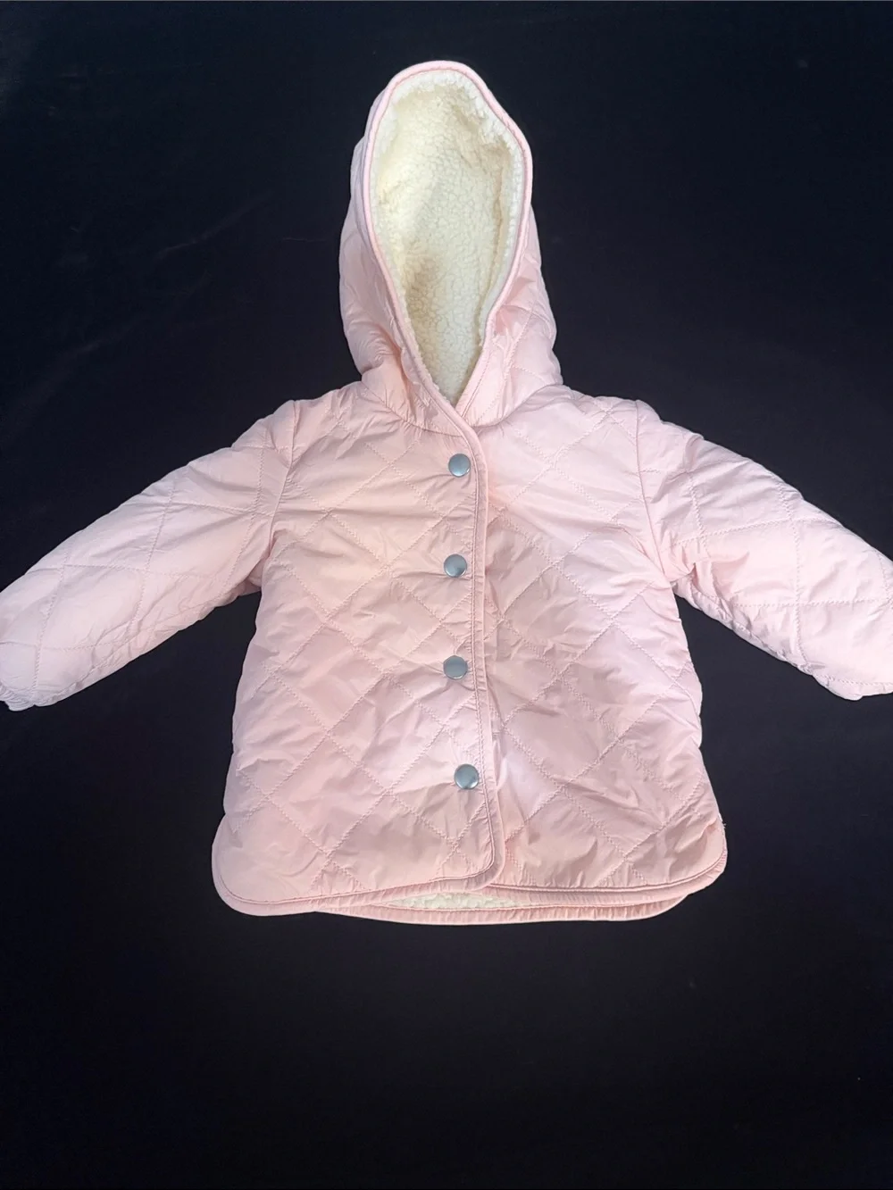 Toddler Quilted Hooded Jacket in Light Pink